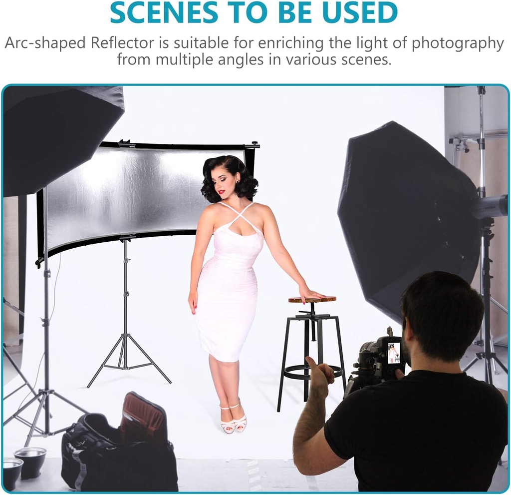 Neewer Clamshell Light Reflector Diffuser with 2M Light Stand and Carrying Bag,155x61cm 90096930