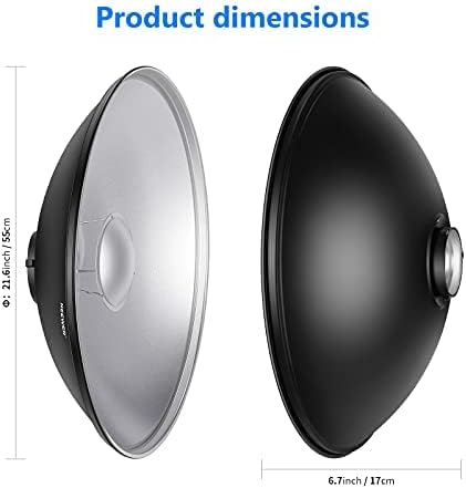 NEEWER 55cm Metal Beauty Dish Bowens Mount Reflector with White Diffuser 10092757