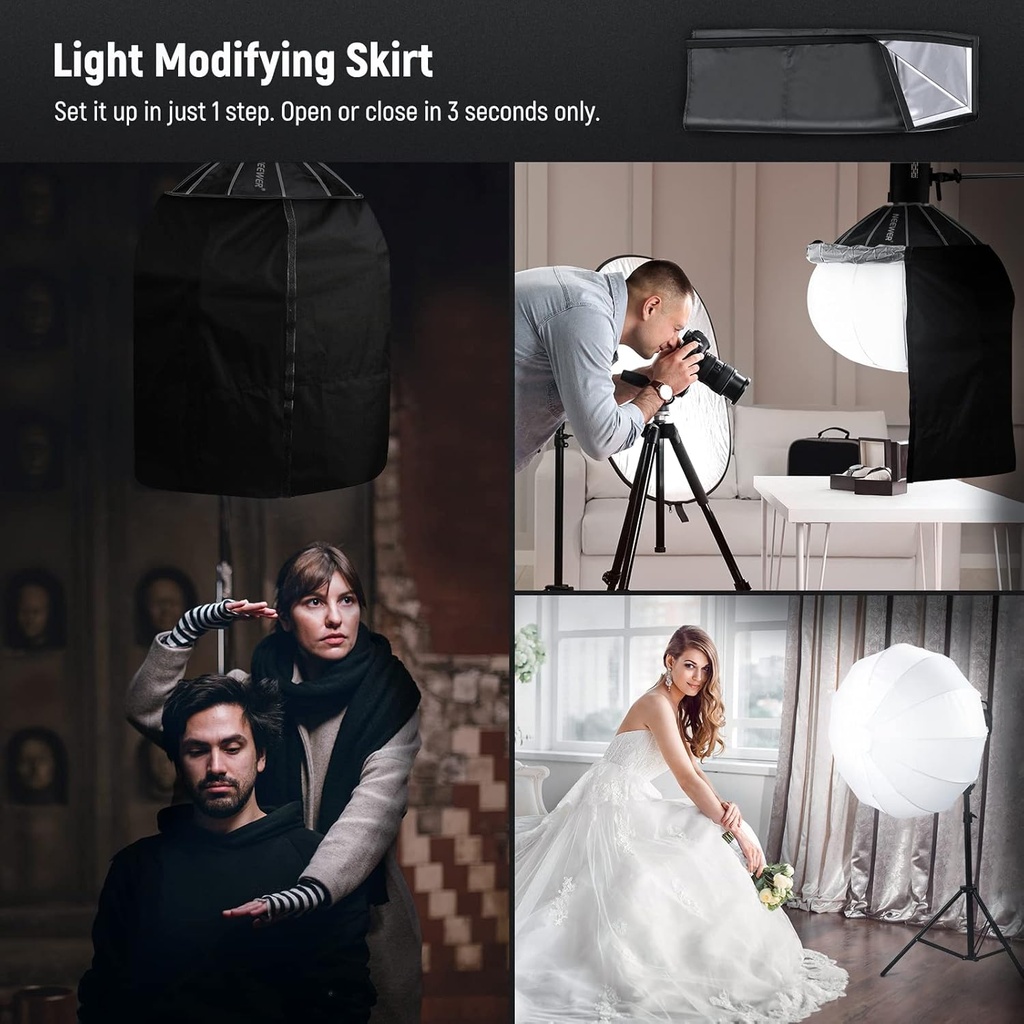 NEEWER 50CM QUICK RELEASE LANTERN SOFTBOX WITH FABRIC BARN DOORS 10101379