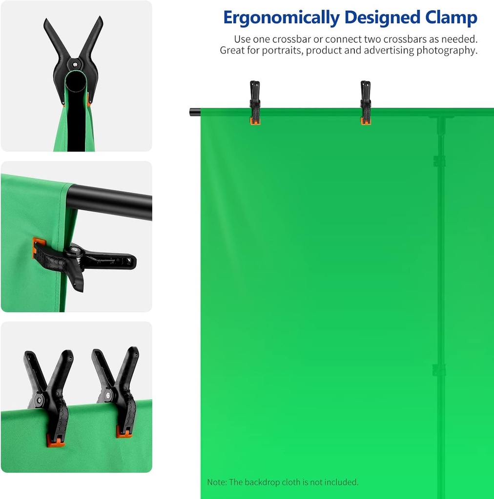 NEEWER T Shaped Background Support Stand Set, 2.6 m High, Adjustable Tripod Stand and 1.5 m Wide Cross Bars 10100024