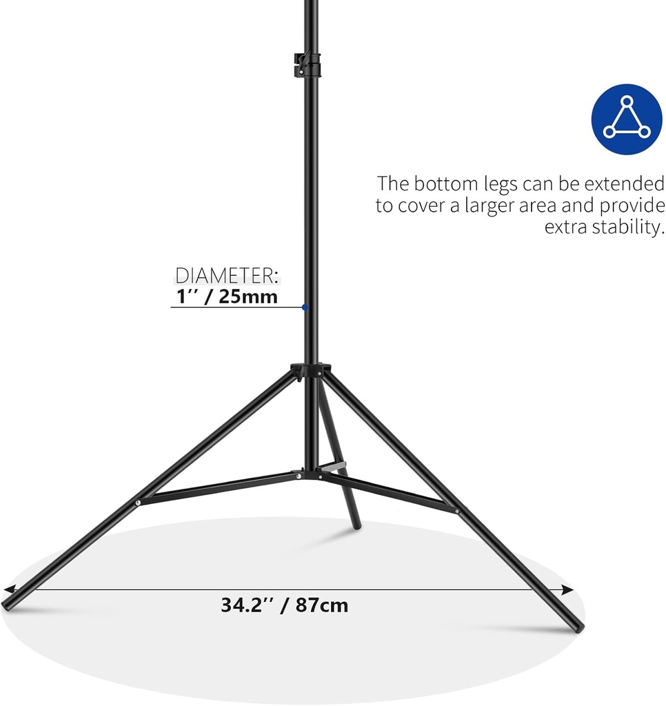 NEEWER T Shaped Background Support Stand Set, 2.6 m High, Adjustable Tripod Stand and 1.5 m Wide Cross Bars 10100024