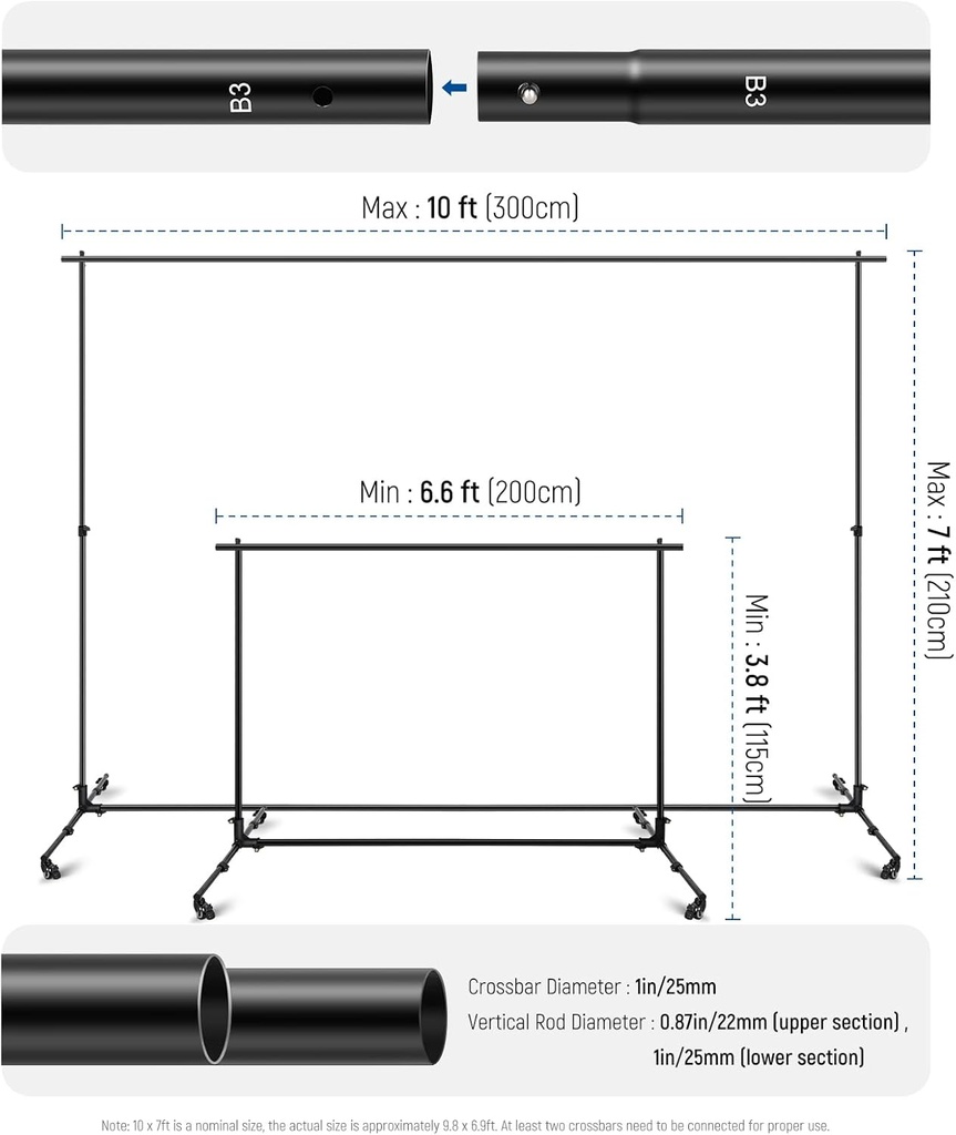 NEEWER Upgraded 3x2.1m Chroma Backdrop Stand with Casters 10104401