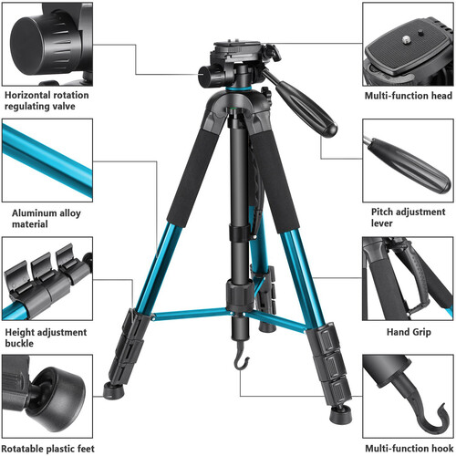 NEEWER ALUMINUM ALLOY CAMERA TRIPOD MONOPOD WITH PAN HEAD(BLUE) 10090794