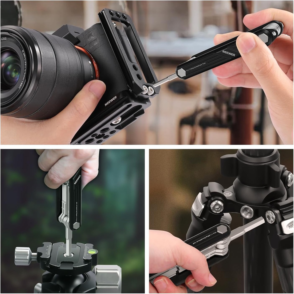 NEEWER 10-IN-1 FOLDING TOOL SET WITH SCREWDRIVERS AND HEX KEY WRENCHES(BLACK) 10103286