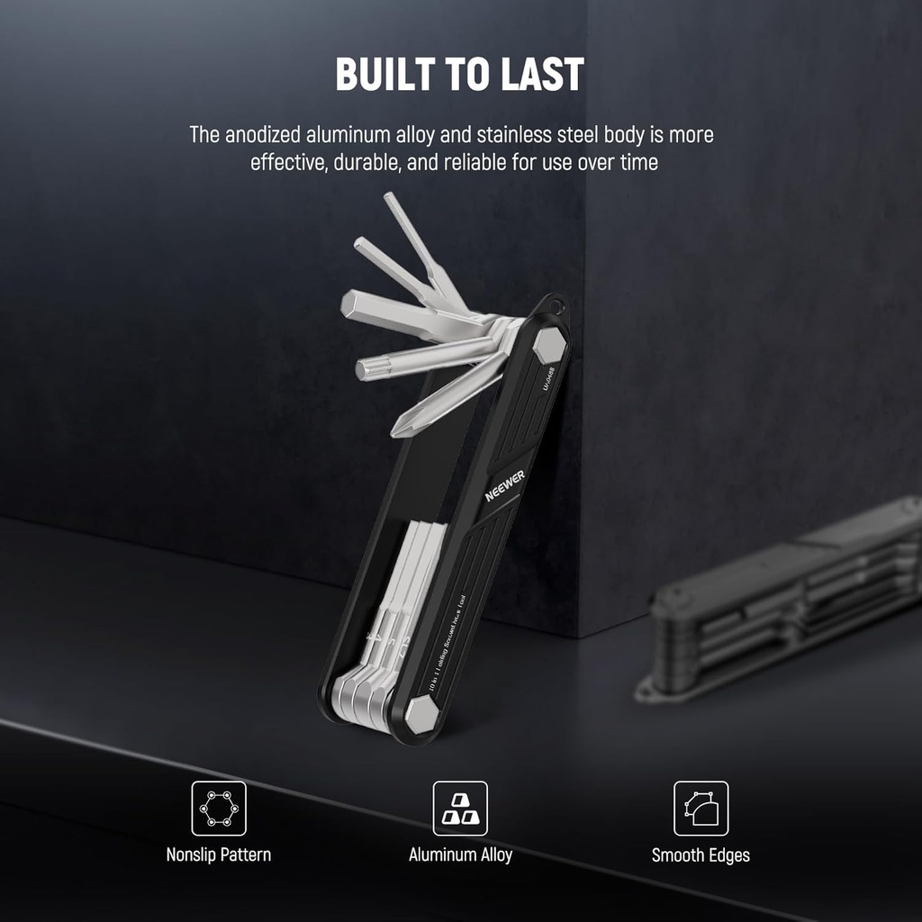 NEEWER 10-IN-1 FOLDING TOOL SET WITH SCREWDRIVERS AND HEX KEY WRENCHES(BLACK) 10103286