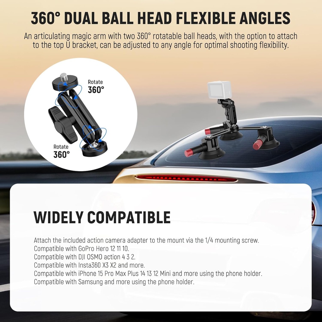 Neewer Triple Suction Cup Camera Car Mount  10104345