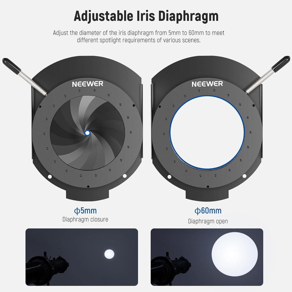 NEEWER ADJUSTABLE IRIS DIAPHRAGM FOR SPOTLIGHT SNOOT 33000069