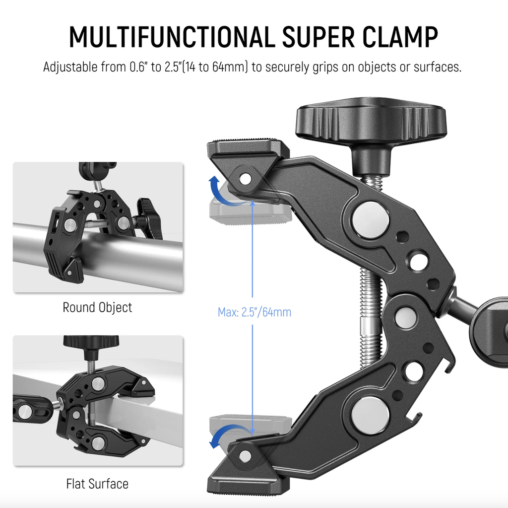 NEEWER ST83 Super Clamp with 3" Dual Ballhead Magic Arm 10104474