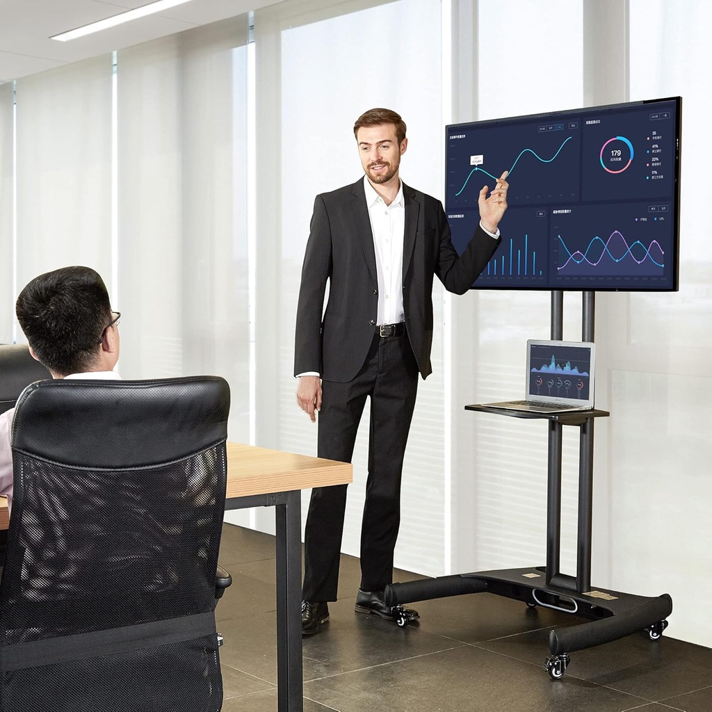 NB North Bayou Mobile TV Cart Rooling TV Stand with Wheels  AVA1500-60-1P (Black) for 32" to 75"