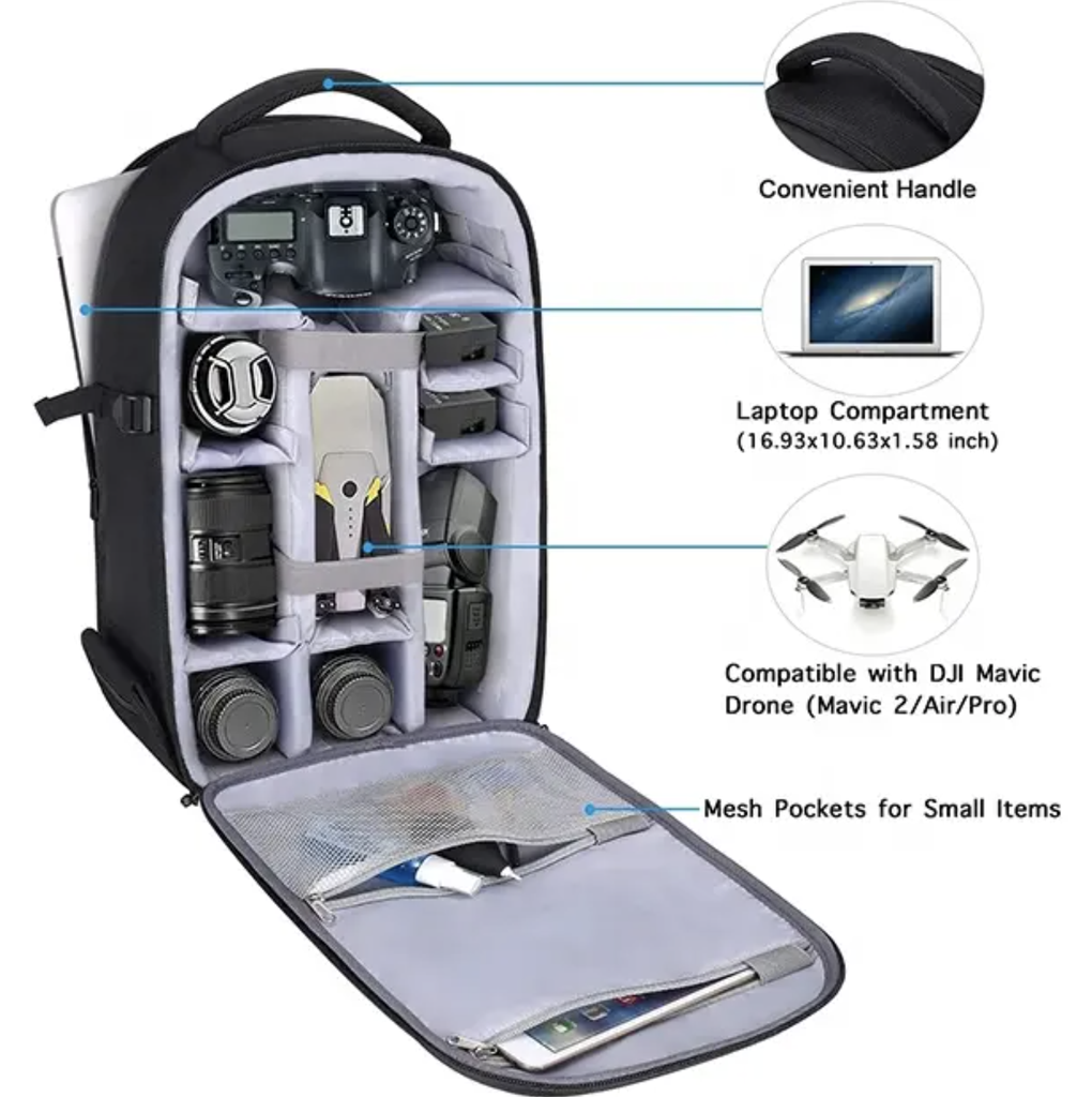 Camera Bag Backpack 15-16 Inch Waterproof Hard Shell Case with Tripod Holder&Laptop Compartment