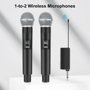 Puluz PU644B 1 To 2 Wireless Microphones with LED Display, 6.35mm Transmitter (Black)