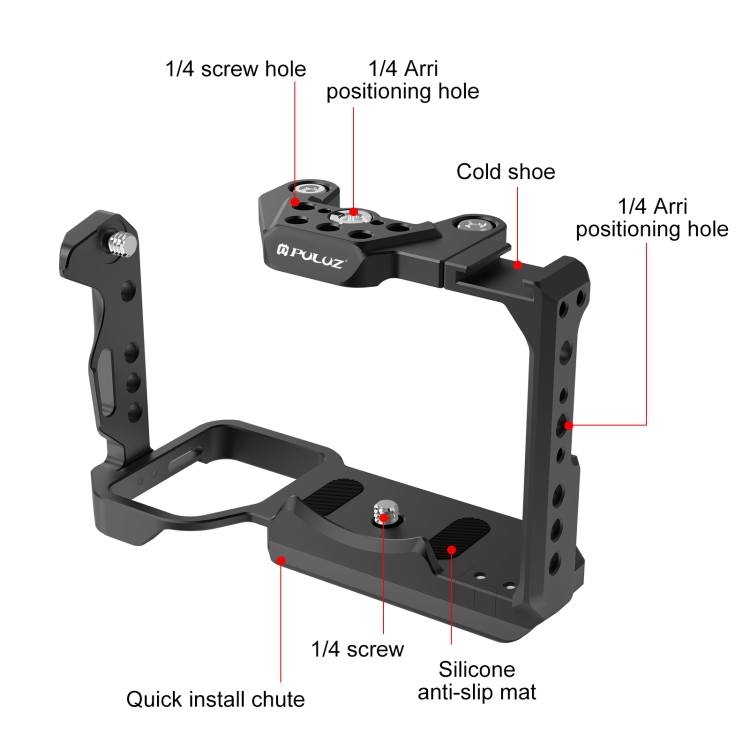Puluz PU3111B FX30 / FX3 PULUZ Metal Camera Cage Stabilizer Rig with NOTA Slider(Black)