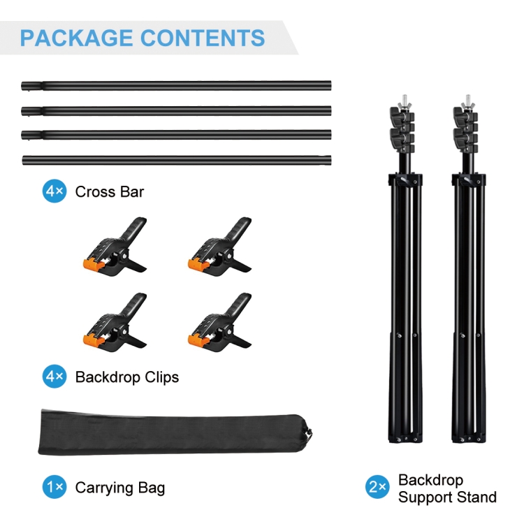 Puluz PU3110B 2 x 3m Photo Studio Background Support Stand Backdrop Crossbar Bracket(Black)