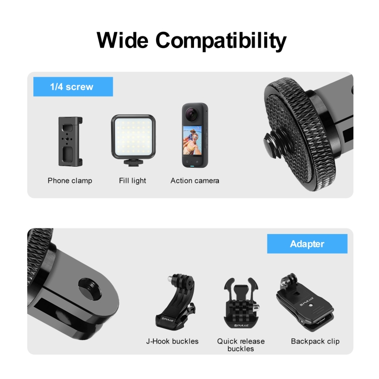 Puluz PU705B PULUZ 1/4 inch Screw Metal Tripod Mount Action Camera Adapter (Black)