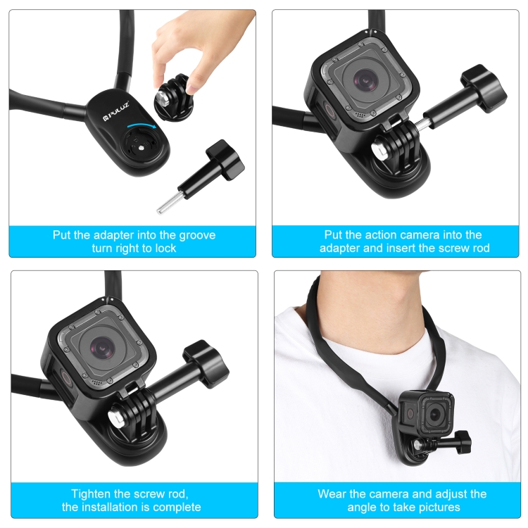 Puluz PU853B  Lazy Neck Bracket POV View Mount for GoPro Action Cameras (Black)
