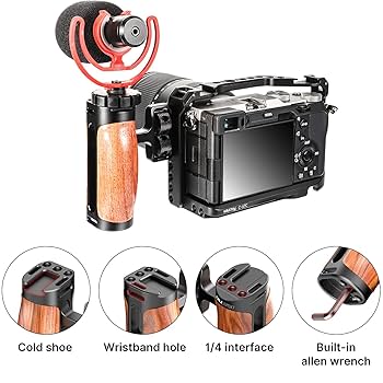Camera Cage Left /Right Side Handle for  Camera Wooden Handle