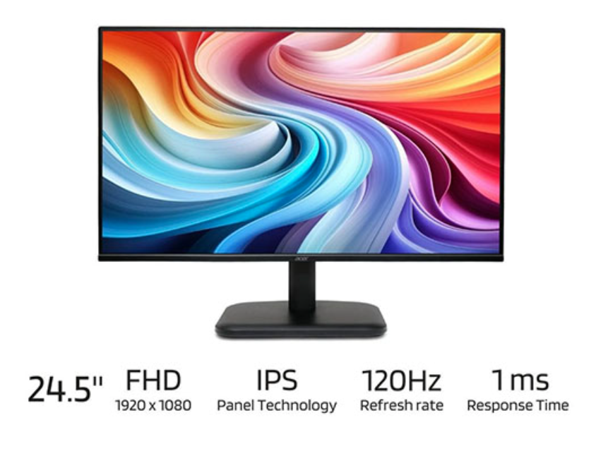 Acer 24.5” Monitor | FHD IPS Display | 120hz | 1ms | ZeroFrame EK251Q