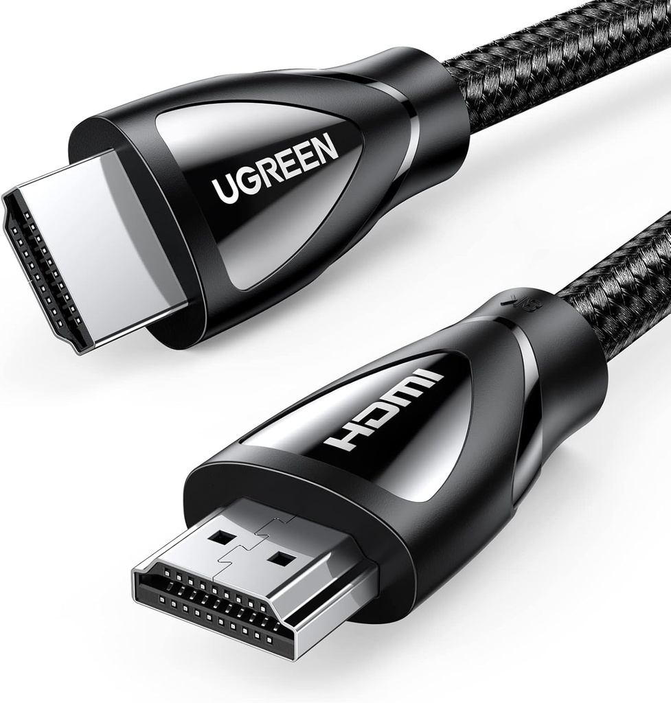 UGREEN 80403 - كابل HDMI 8K 2.1، سرعة فائقة 48 جيجابت في الثانية، كابل HDMI مضفر .يدعم 8K عند 60 هرتز، 4K عند 240 هرتز، HDR10 . الطول: 2 متر
