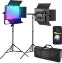 NEEWER Pack of 2 PL60C RGB 800LEDs Video Light LED Panel Continuous Light Set with 2 m Light Tripod/Bag 10103536