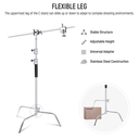 NEEWER 309cm Stainless Steel C-Stand with Boom Arm & Sliding Legs 10102490