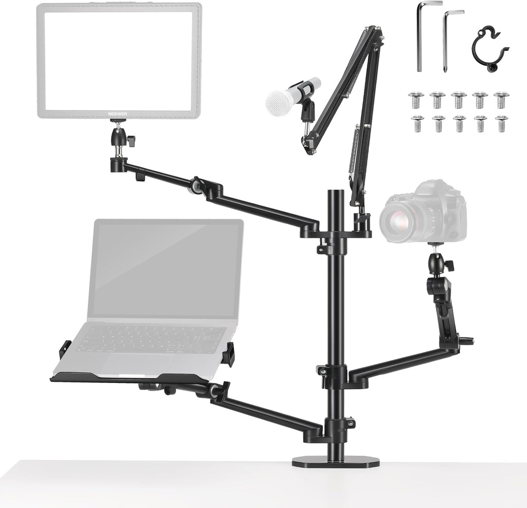 NEEWER Overhead Camera Stand Desk Mount Rig with 4 Boom Arms 10102920