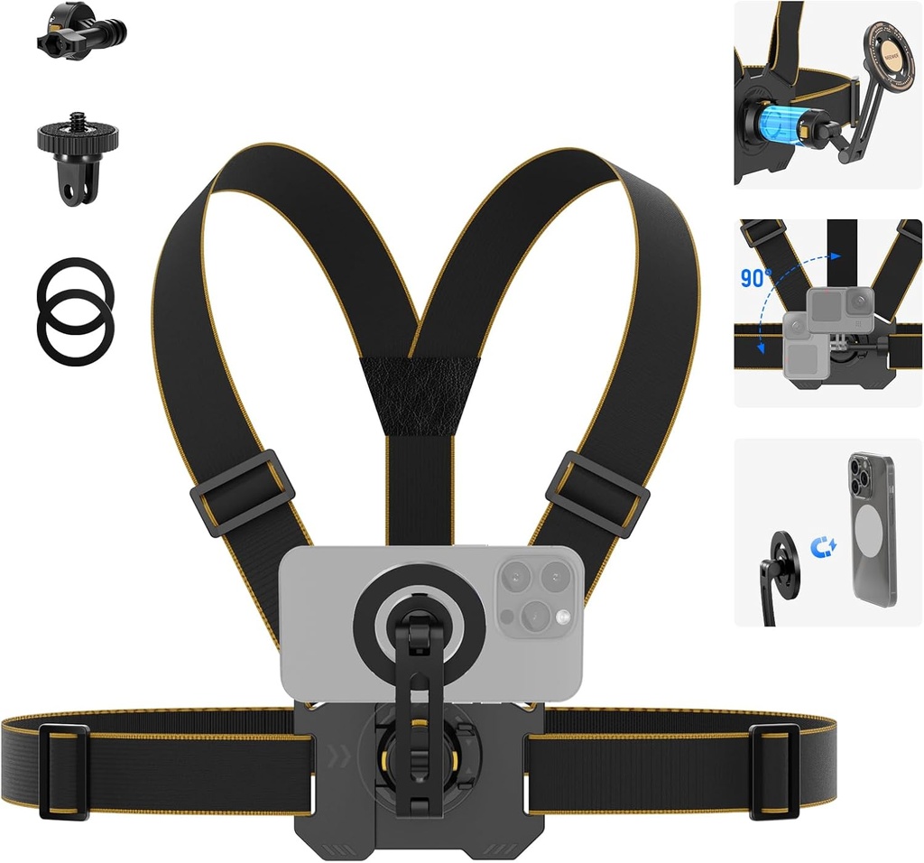 NEEWER CHEST MOUNT HARNESS STRAP WITH MAGNETIC PHONE HOLDER ACTION CAMERA MOBILE ADPTER 10104182