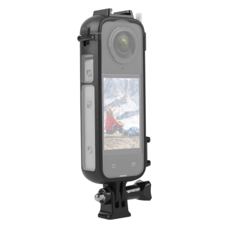 Puluz PU979B For Insta360 X4 Cold Shoe PC Plastic Protective Frame with Adapter Mount & Screw (Black)