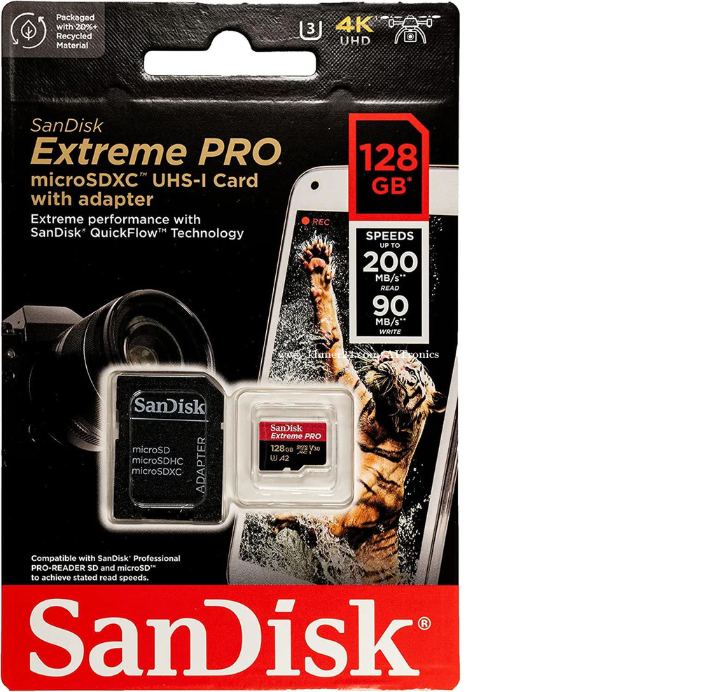 بطاقة ذاكرة SanDisk Extreme Pro MicroSDXC ‎128‎ جيجابايت ‎200MB/s‎ ‎UHS-I / U3 / A2 / V30