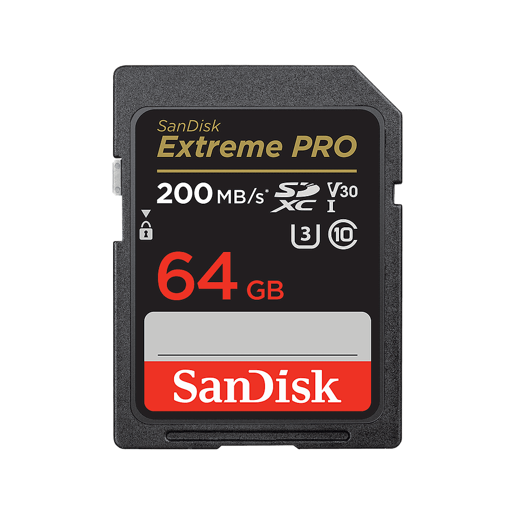 بطاقة ذاكرة SanDisk Extreme Pro ‎64‎ جيجابايت ‎200MB/s‎ ‎SDHC™ / SDXC™ UHS-I‎