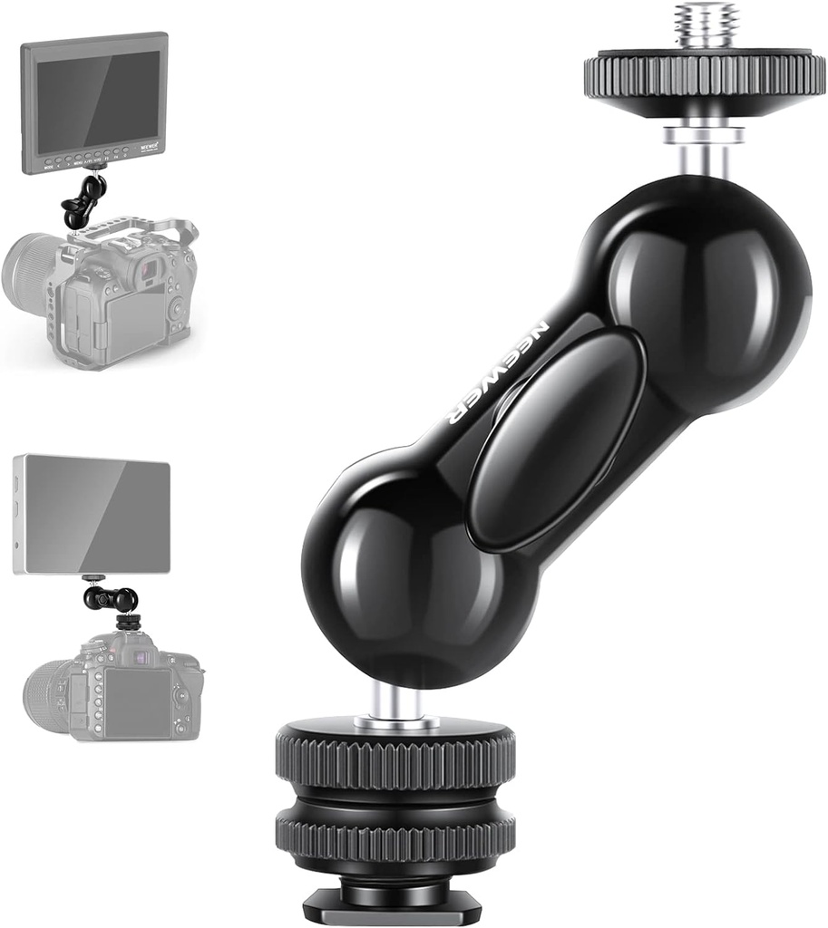 Neewer Cool Ballhead Multi-Function Double Ball Head with Cold Shoe Mount and 1/4"