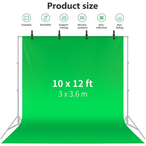 Neewer 3 x 3.6M Chroma Green Backdrop with A-Clamps 10095162