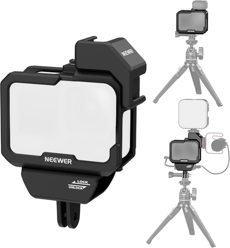 Neewer Video Rig Cage Compatible with GoPro Hero 13 12 11 10 9 Light Mod Max Lens Mod