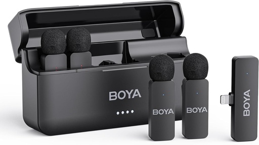 BOYA BY-V4D Wireless Lavalier Microphone for iPhone iPad with Charging case Lightning Receiver