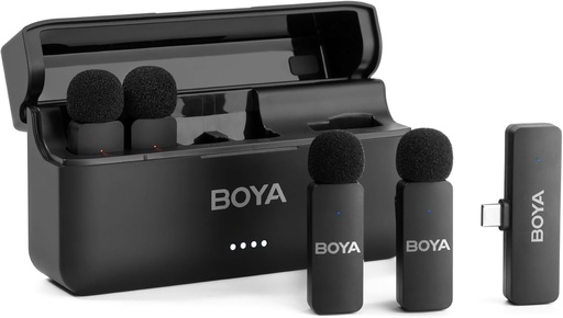 BOYA BY-V4U Wireless Lavalier Microphone for iPhone iPad with Charging case Type-c Receiver