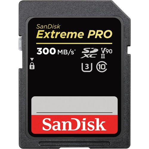 بطاقة ذاكرة SanDisk Extreme PRO UHS-II / V90 / U3 / Class 10 / ‎300MB/s‎ (مناسبة لتصوير ‎8K‎)