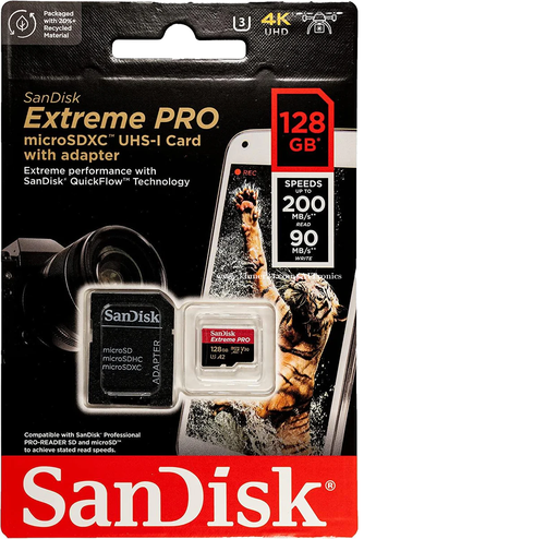 بطاقة ذاكرة SanDisk Extreme Pro MicroSDXC ‎128‎ جيجابايت ‎200MB/s‎ ‎UHS-I / U3 / A2 / V30