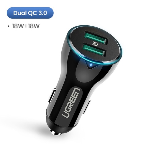 UGREEN Dual USB Car Charger QC 3.0 Black Model 40726