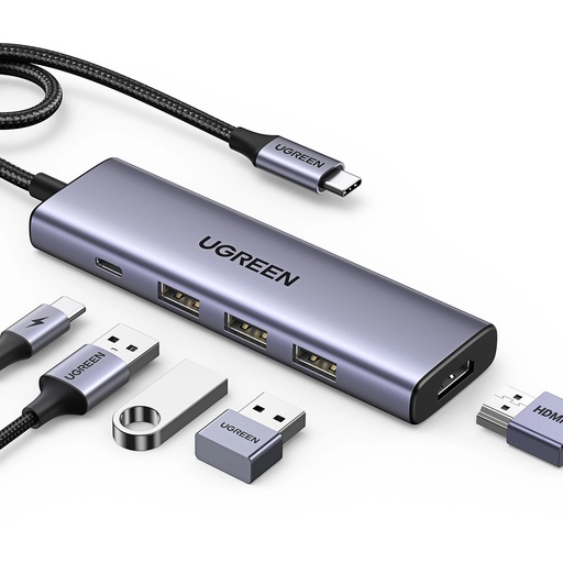 محول من USB-C Hub الى 3x USB3.0+HDMI+TF+SD (سكني) / UGREEN CM511