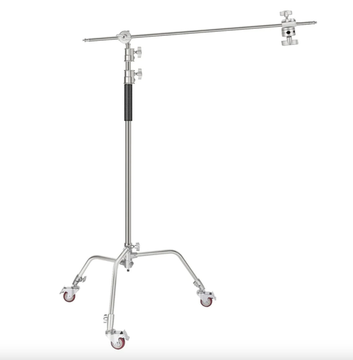 NEEWER Pro 100% Metal C-Stand Light Stand with Wheels, Max. Height 10.8ft/330cm Adjustable Reflector Stand with 4ft/120cm Boom Arm & 3 Pulleys for Photo Studio Video Reflector, Monolight, etc 10098082