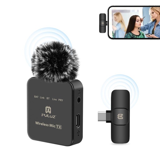 نظام ميكروفون لاسلكي PULUZ PU646B، يحتوي على جهاز استقبال واحد - بمنفذ Type-C.